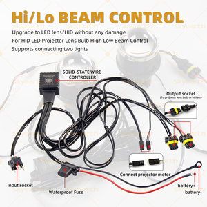 New SKYEARTH <b>H4</b> Hi-lo Beam Wiring Harness Kit IP68 Waterproof 12V for LED Projector Lens Modification Retrofit/Upgrade Auto - Product Image 2