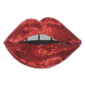 Shiny Iron on <b>Sequin</b> Embroidery Big Size Sexy <b>Red</b> Mouth Patch - Product Image 5