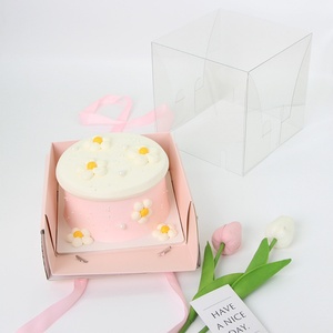 Portable <b>Pink</b> 6 Inch Squared <b>Gift</b> Ribbon Cake Box Flower Packaging <b>Boxes</b> for Valentine's Day - Product Image 1