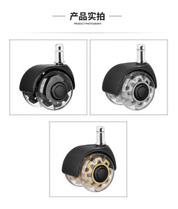 Modern Swivel Furniture Caster <b>with</b> Transparent Double <b>Wheel</b> Polyurethane Silent Design Threaded Stem No Brake - Product Image 2