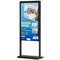 Pantalla Colgante AIYOS de 55 Pulgadas y 2500nits de Alto Brillo para Ventana, Señalización Digital de Doble Cara, Reproductor de Publicidad Legible Bajo la Luz Solar
