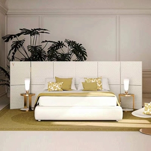 Nouveau mobilier de chambre italien, lit king size extra large avec panneau mural, design moderne et luxueux en cuir, conception modulaire écologique, fabriqué en Chine - Product Image 5