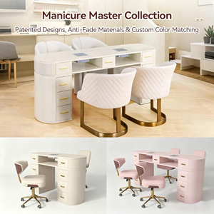 Juego de mesa y silla <span class=keywords><strong>para</strong></span> manicura Shinestone doble rosa de lujo Beauty Nail Slaon Nail Art Desk con silla de manicura - Product Image 6