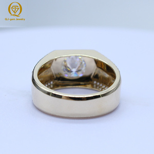 14k Gold 2ct Round Brilliant Cut VVS1 Lab Created Diamond <b>Ring</b> Custom Yellow Gold IGI Certified Lab Diamonds <b>Mens</b> <b>Ring</b> - Product Image 5