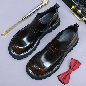 High Quality Men's Loafers Genuine Leather Career Autumn Height Increasing Anti-Slip Outdoor Fashion Shoes - Product Image 5