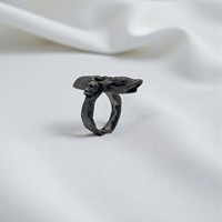 Bague Crâne Déformé Style Heavy Punk en Argent Sterling 925 Plaqué Rhodium, Unisexe, Fait Main, pour Mariage, Fête, Motard, Motocycliste, Squelette, Cadeau