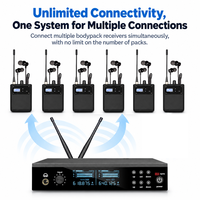 Système de monitoring intra-auriculaire sans fil double canal Gooermi EM220, audio 24 bits 48 kHz avec 2 récepteurs bodypack pour scène live