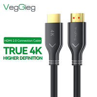 Câble HDMI 2.0 VegGieg Mâle-Mâle Véritable 4K 60Hz avec Connecteurs Plaqués Or, Cordon Vidéo Haute Définition pour Téléviseur, Moniteur, Console de Jeu
