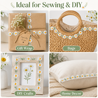 Pita Bordir Daisy Lace Trim 1.7cm 100% Poliester untuk Gaun, Lingerie, Kerajinan DIY, Dekorasi Pakaian