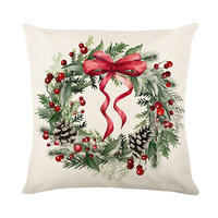 Weihnachtskranz Bedruckter Kissenbezug Wohnzimmer & Schlafzimmer Feiertagsdekoration für Weihnachten