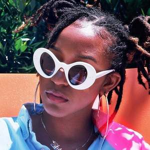 Gafas de Sol Redondas Punk Coloridas Negras y Rojas Retro Modernas 2020 para Hombre y Mujer, Gafas de Sol Ovaladas Extra Grandes con Protección UV400 - Product Image 1