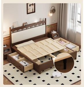 Cama de Plataforma em Madeira Maciça com Cabeceira Estofada Ondulada e Conjunto de Criados-Mudos – Conjunto de Móveis Modernos e Minimalistas para Quarto - Product Image 6