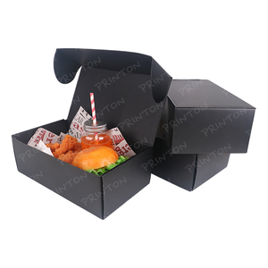 認定黒段ボール使い捨てハンバーガーフライドチキンスナック包装折りたたみバーガーボックス - Product Image 4