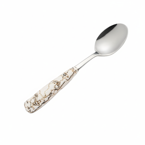 Juego de cuchara de mesa de acero inoxidable con patrón de mármol de lujo, mango de resina para Hotel y restaurante, cocina, cena, servicio - Product Image 1