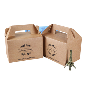 Vente en gros de papier kraft personnalisé avec impression de logo fort, emballage alimentaire, boîte à gâteau, carton de papier avec poignée, boîte à lunch à hamburger imprimée - Product Image 1