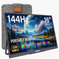 Écran portable de 16 pouces, 144 Hz, haut-parleurs intégrés, faible lumière bleue, ultra fin, pour le travail professionnel, le codage, le multitâche