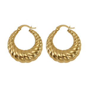 ZOGXIN Gold Plated Hoop Earrings Geometric U Shape Stainless Steel Women's Fashion Jewelry 18K Electroplated Earrings - Product Image 4