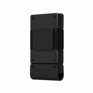 Snelle toegang aluminium kaarthouder creditcardportemonnee met trekstripje echt lederen geldriem voor zakenreizen - Product Image 4