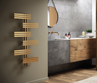 Porte-serviettes chauffant électrique mural vertical en or brossé chauffe-serviettes pour salle de bain dans le salon spa