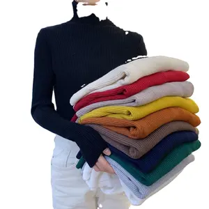 महिलाओं के लिए Fuyu उच्च गुणवत्ता वाले स्वेटर महिलाओं के लिए टर्टलनेक बटन लंबे आस्तीन गर्म पल्प्रेमी स्वेटर