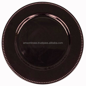 Assiettes de présentation décoratives faites à la main, style classique, finitions cuivre antique, bordure en relief - Product Image 6