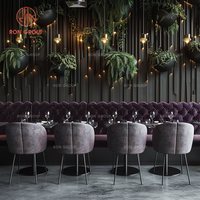 Luxus Restaurant Gewerbe möbel Set Lila Samt Sofa Stand Sitz gelegenheiten und passende Samts tühle mit Esstischen aus Holz