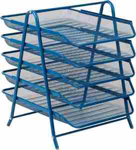 5 Tier <b>File</b> Tray Organizer Desk Paper <b>Document</b> Holder Desktop Storage for Office Home or School Organization Turquoise - Product Image 1