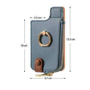Funda Cartera con Cremallera y Diseño de Lichi para Samsung Serie A, Funda de Cuero PU para Galaxy S23 S24 Plus Ultra con Anillo - Product Image 2