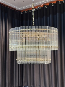 Lustre RHOEM <span class=keywords><strong>San</strong></span> <span class=keywords><strong>Marco</strong></span> en verre, lustre rond à deux niveaux, grand lustre rond en verre, éclairage de luxe personnalisé pour salon de villa - Product Image 5