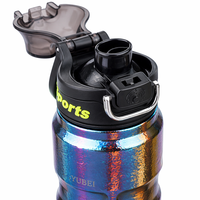 Bouteille d'eau sportive américaine à large ouverture en titane pur avec paille 650 ml pour la randonnée et les activités de plein air – Idée cadeau