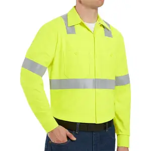Custom Reflective Safety Work Long Short Sleeve Work Shirt High Visibility Men Outdoor Construction Wear Polo Shirt