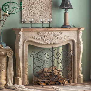 Manteau de cheminée en bois massif de style campagnard américain, table d'entrée en faux marbre, décoration de mariage, accessoire de photographie 146x33x111.5cm - Product Image 2