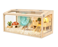 Grande cage en bois pour hamster, enclos pour petits animaux avec fenêtre en acrylique, habitat ventilé pour hamster nain et gerbil, pour intérieur