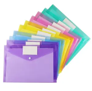 Transparent PP kunststoff brief größe taste dokument tasche mit etikett tasche A4 dateien ordner umschlag datei ordner für büro liefern