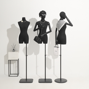 <span class=keywords><strong>Mannequin</strong></span> <span class=keywords><strong>buste</strong></span> femme en tissu noir, torse mince avec bras articulés pour présentation de vêtements féminins en magasin - Product Image 2