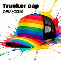 Gorras Trucker Personalizadas al por Mayor de Tela de Rizo con Patrones de Letras y Puntos, 100% Algodón, Deportivas, Ajustables, con Cierre a Presión para Adultos - Cuatro Estaciones