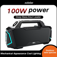 Gaya Cyberpunk Mekanik untuk Luar Ruangan, Speaker 5.3 100W, Suara Stereo Bass Berat, Portabel, Dapat Dibawa, Lampu LED RGB
