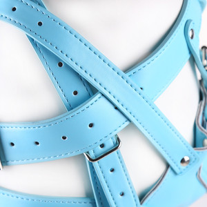 HM Sexy Sm cuir Bondage couvre-chef avec serrure PU Bondage tête couvrant cuir dur esclave retenue - Product Image 6