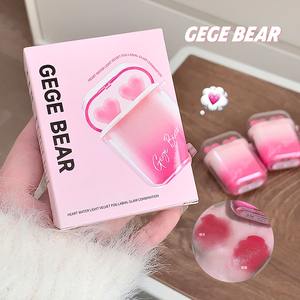 Gege Bear Alto Valor Lip Gloss para Primavera Verão Heartwarming Watery Combinação Matte Espelho Non-Stick Cup Halal - Product Image 1