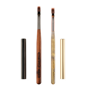 Pinceau à ongles en nylon dense à poils larges et épais, avec manche en bois doré et plastique, pour la peinture au gel dégradé - Product Image 3