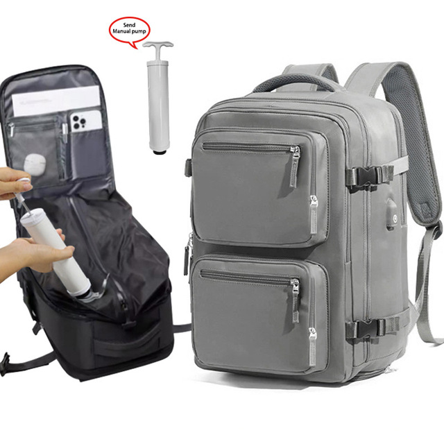 Vacuum-pumpable Backpack Fashionable Waterproof Pump Compression Backpack Vacuum Backpack for Travel with Hand Pump