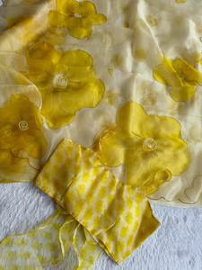 Saree original à impression numérique en pur lin avec chemisier moderne pour la fête - Product Image 5