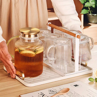 Carafe en cristal soufflé à la main de qualité supérieure avec couvercle, en verre borosilicate résistant à la chaleur, carafe à eau de luxe