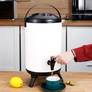 12L Stainless Steel Insulated <b>Drink</b> <b>Dispenser</b> With Faucet For Hot And Cold Beverages White Barrel - Product Image 1