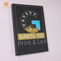 Boîte à lumière graphique LED en relief personnalisée à fixer au mur, cadre en aluminium noir, enseigne lumineuse pour entreprise, magasin, bureau