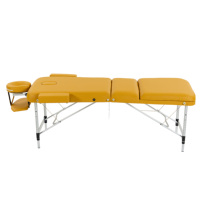 Table de massage portable moderne pliable en trois sections en cuir synthétique avec hauteur réglable pour spas et salons commerciaux (OEM)