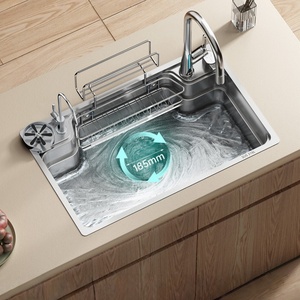 Kitchen single-slot large sink stainless steel sink <b>table</b> Japanese-style large single-slot vegetable basin - Product Image 5
