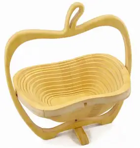 Wooden Folded fruit vegetable filter water basket handle environmental protection fruit washing basket folding