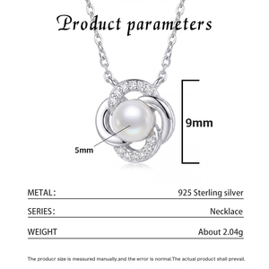 S925 Silver Freshwater Pearl <b>Necklace</b> CZ Pave Decorative Pendant Jewelry Elegant Gift for Women - Product Image 6