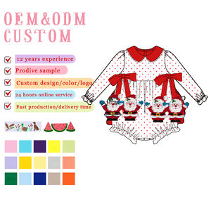 Düşük adedi noel kız giyim Santa aplike bebek fırfır prenses bebek elbise pamuk kış çocuklar kızlar için elbiseler - Product Image 3